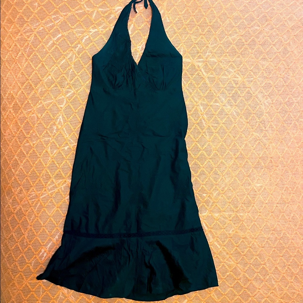J. Crew Black Midi Halter Dress